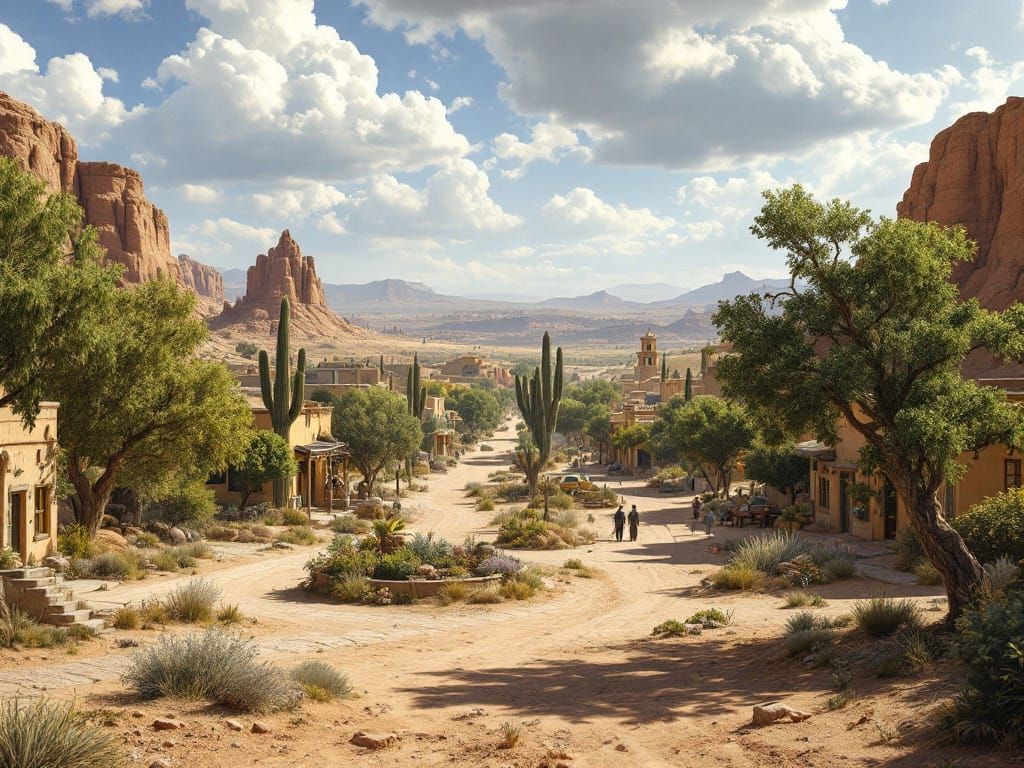 Oasis in the Desert: A Serene 1920s Town