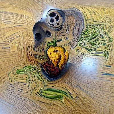 Skull-Shaped Pepper in Post-Impressionist Style