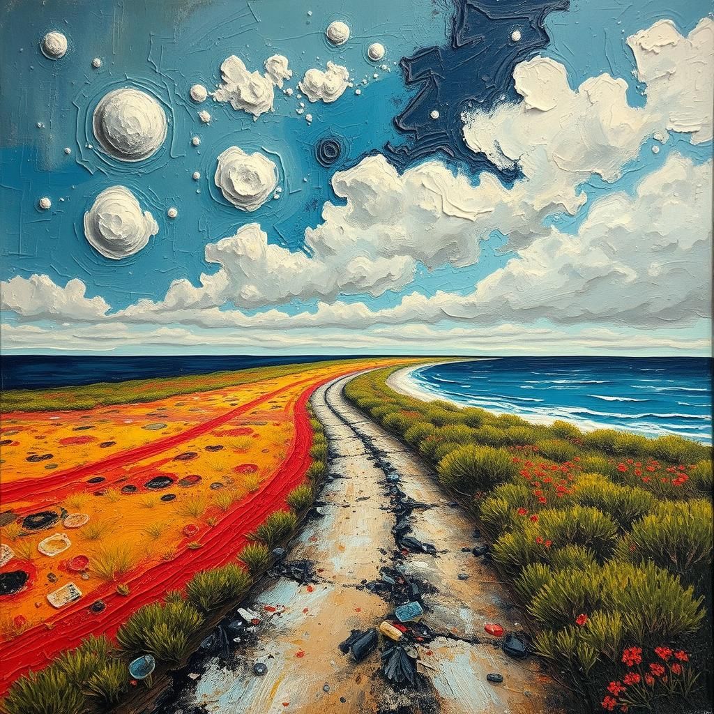 Surreal Planetary Colonies in Expressionist Oil Painting