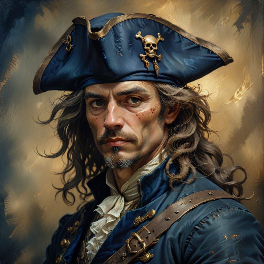 Rococo Portrait of Pirate Captain in Velvet