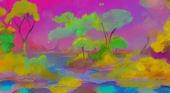 Enchanted Fairy Island: A Holographic Folk Art Illustration