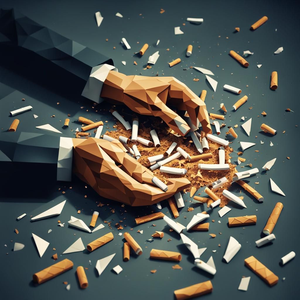 Breaking a Cigarette: Low-Poly 3D Illustration