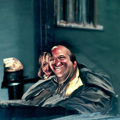 Gandolfini and Falco on Sopranos Set, Oil Painting