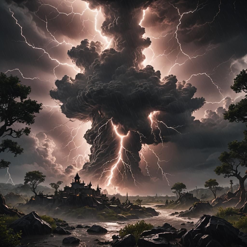 Thunderstorm Under Black Sun: Fantasy Concept Art