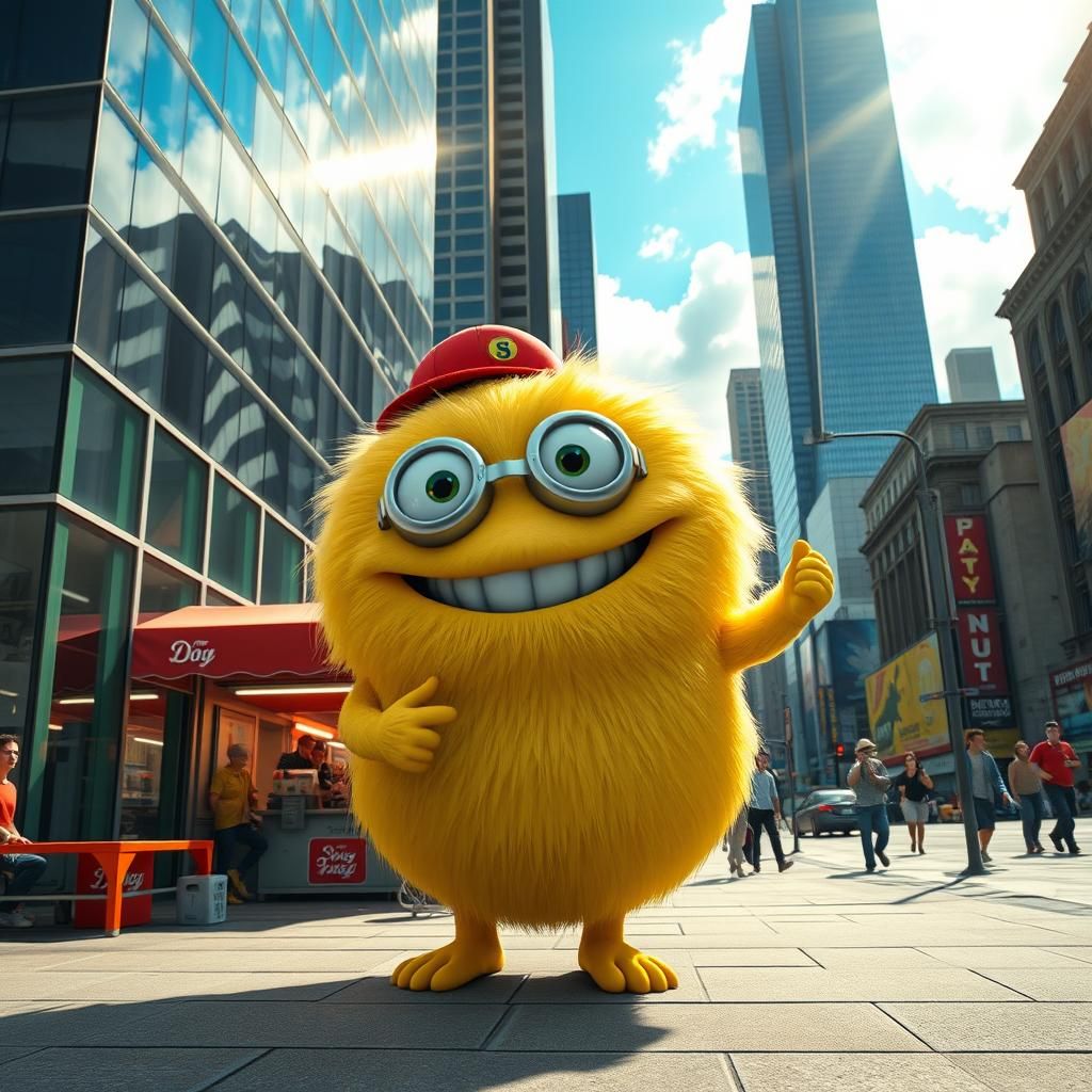 Cartoon Monster Dances in New York: 3D Fantasy Art