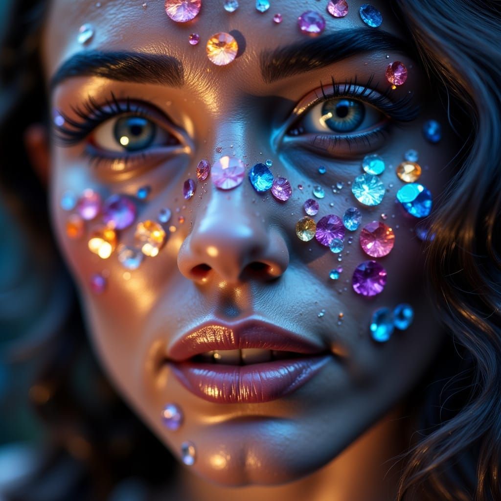 Diamond Face Reflecting Light as Impasto Painting