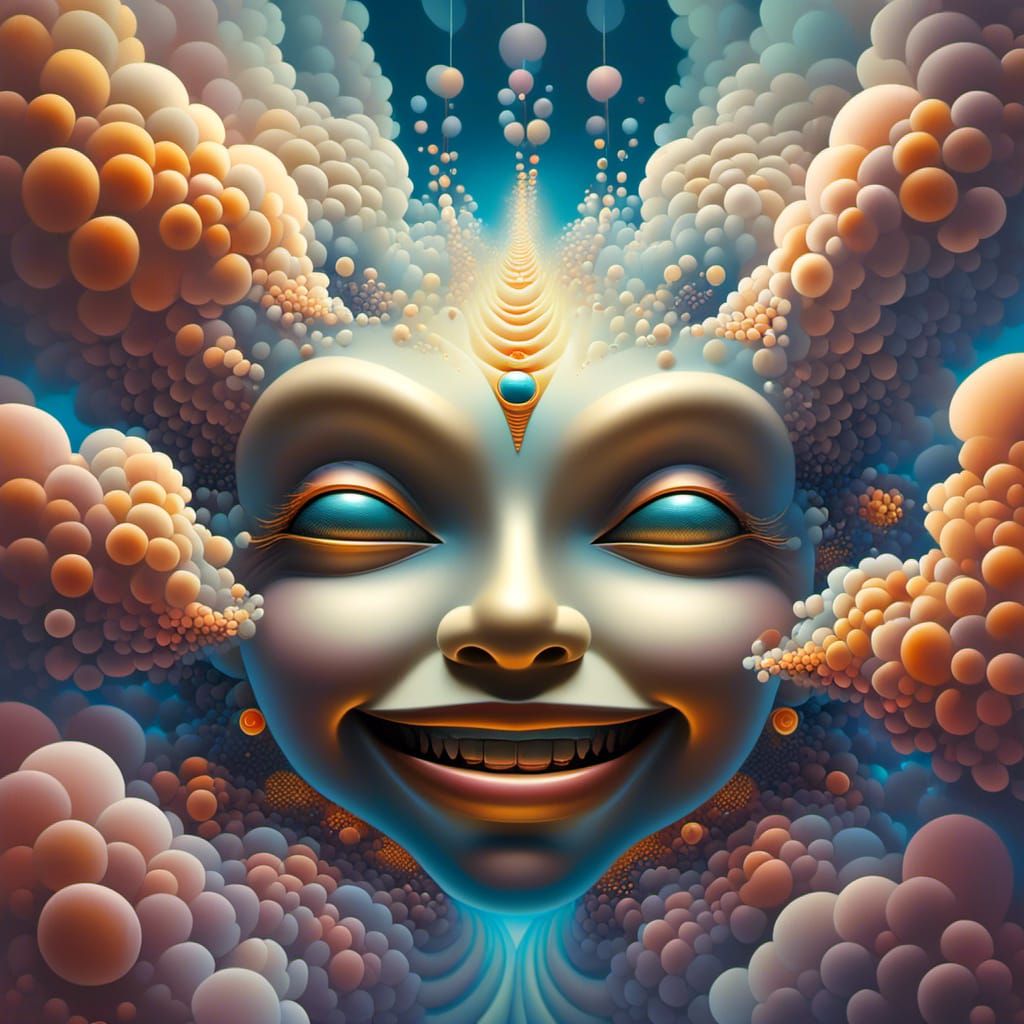 Laughing Galaxy Face in Surreal Opart Style