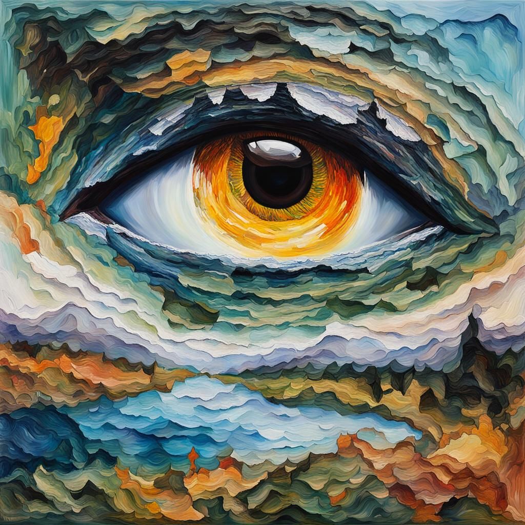 Eye on the Horizon: Impasto Double Exposure