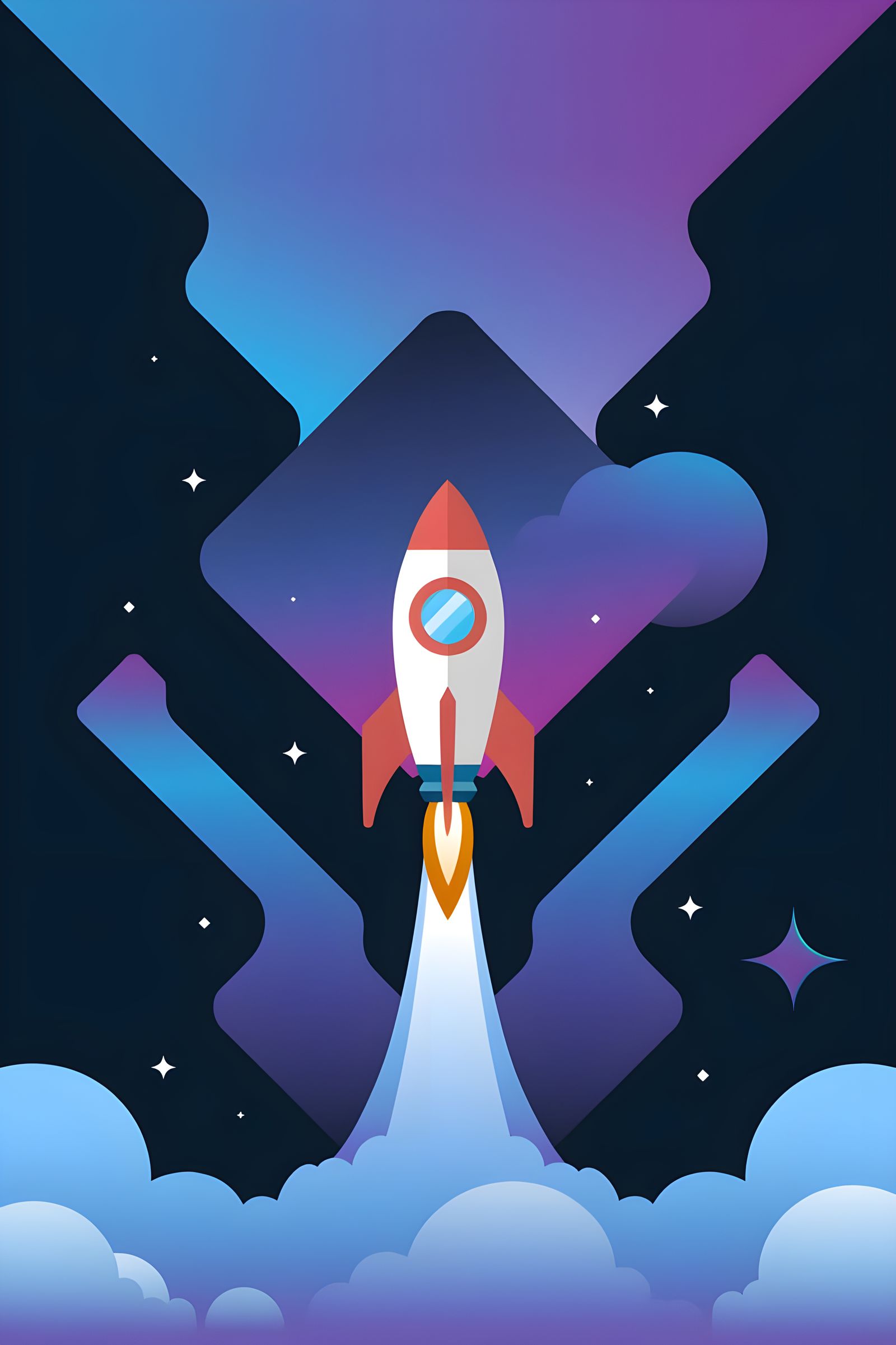 Rocket Launch in Vibrant Minimalist Style