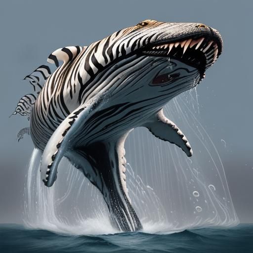 Surreal Whale Tiger Zebra Hybrid by Dali