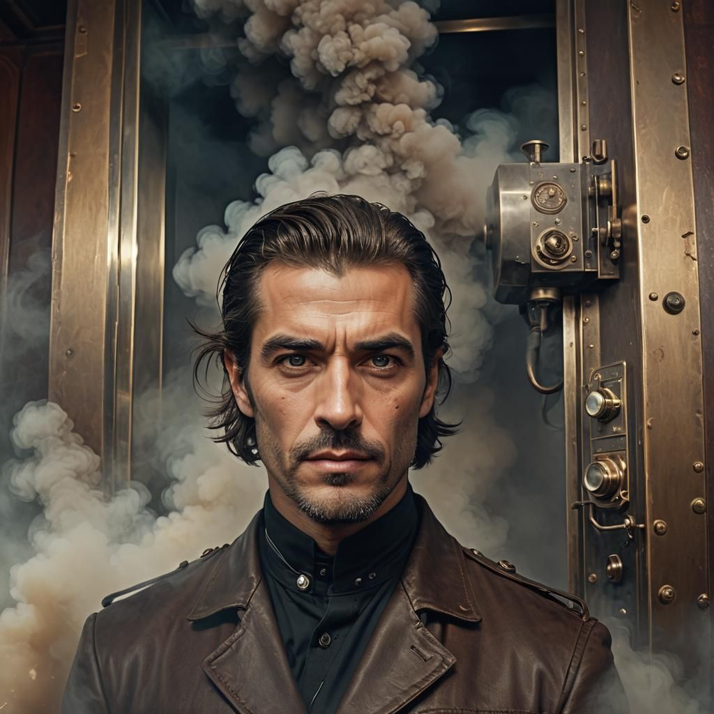 Surreal Elevator Portrait in Digital Matte Painting Style