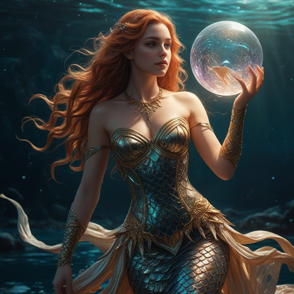 Mermaid in PVC Gown Under Hazel Dream Sphere