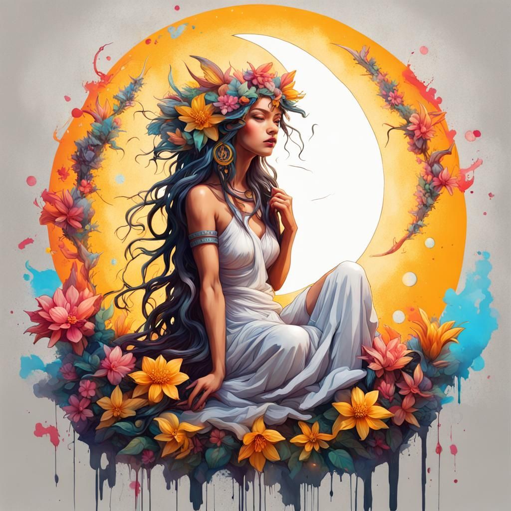 Goddess with Fairy in Graffiti Street Art