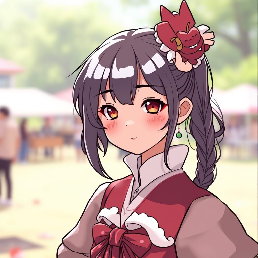 Anime Idol Girl Back View Surrounded by Fans