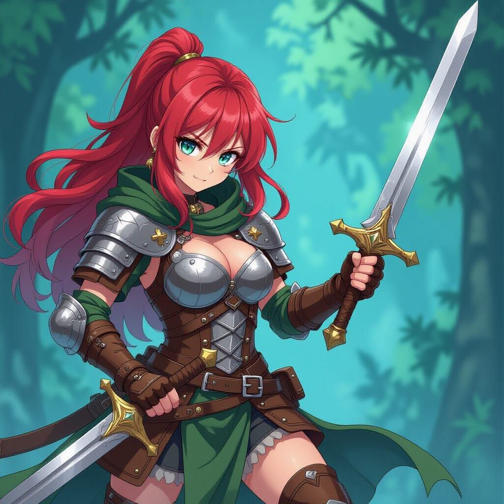 Anglo-Saxon Warrior Girl in Anime Style