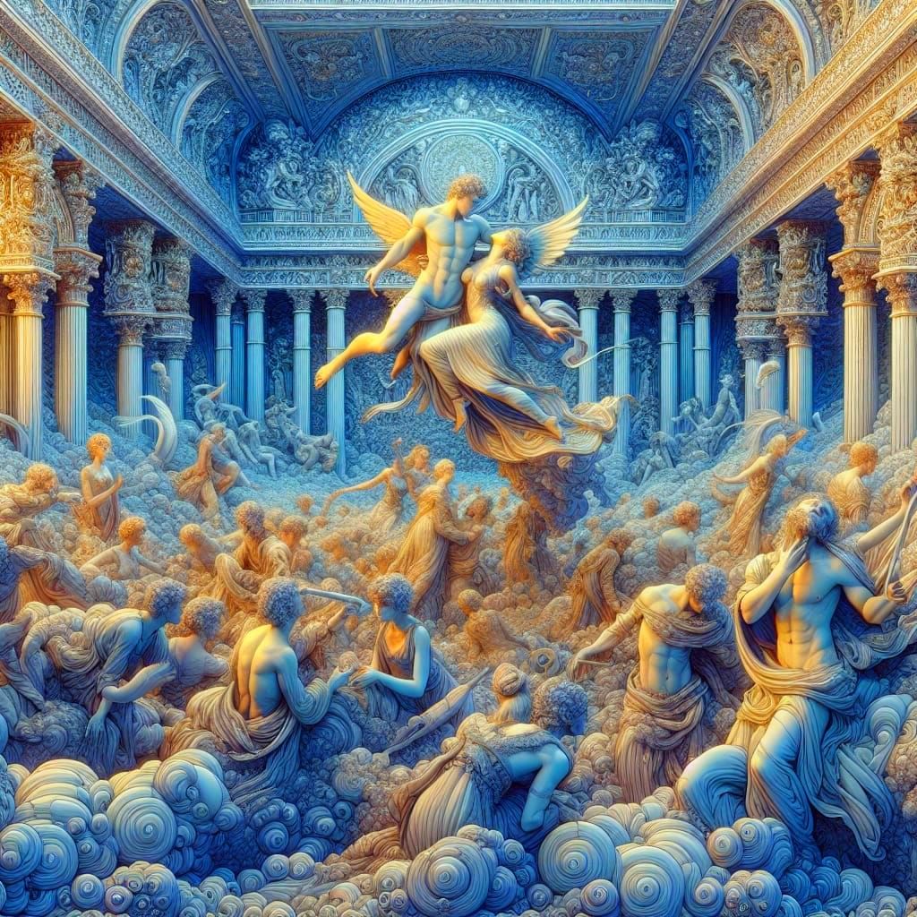 Surreal Baroque Love Story in Hypermaximalist Style