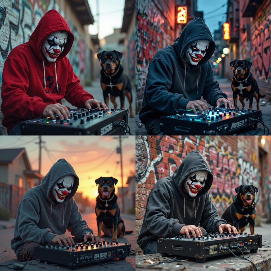 Gangster Clown Makes Beats in California Hood with Rottweile...