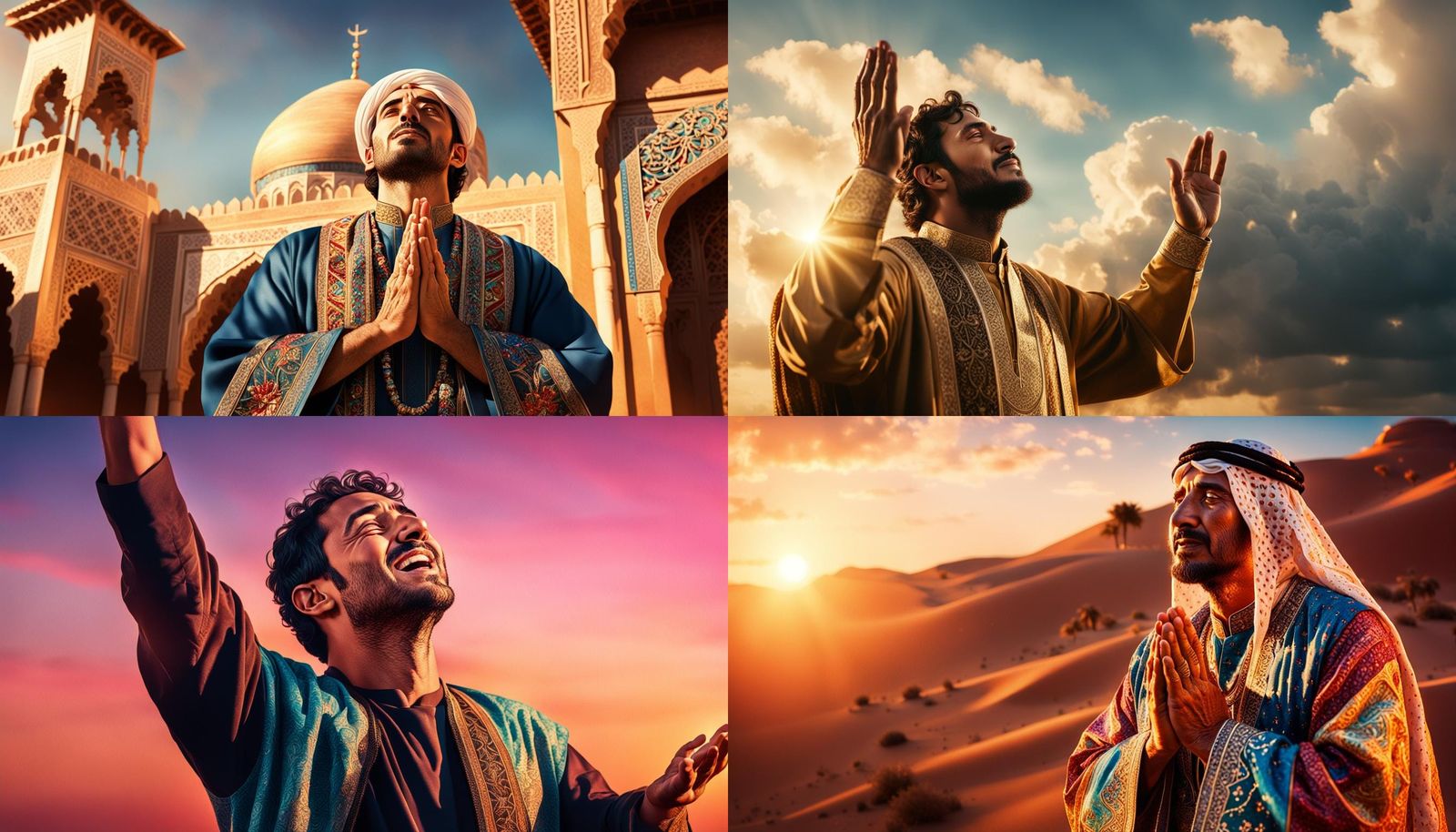 Man Praying in Surreal, Hyperrealistic Style