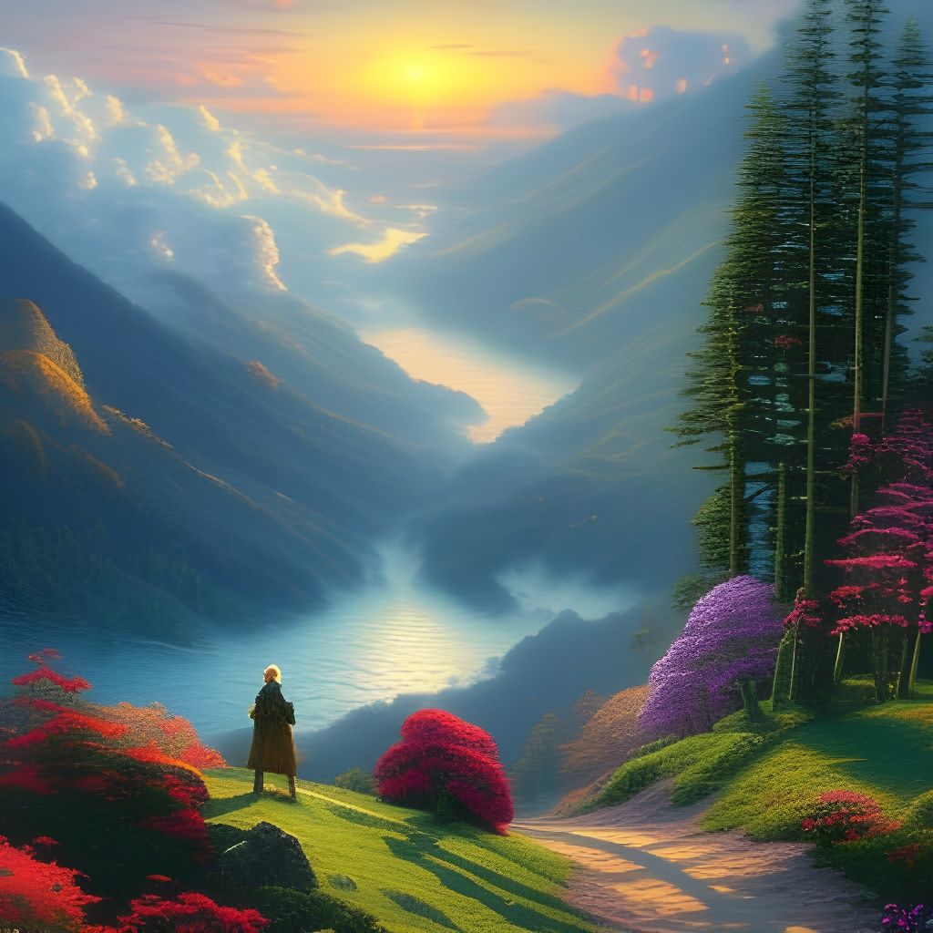 Wanderer Above a Misty Landscape in Romantic Style