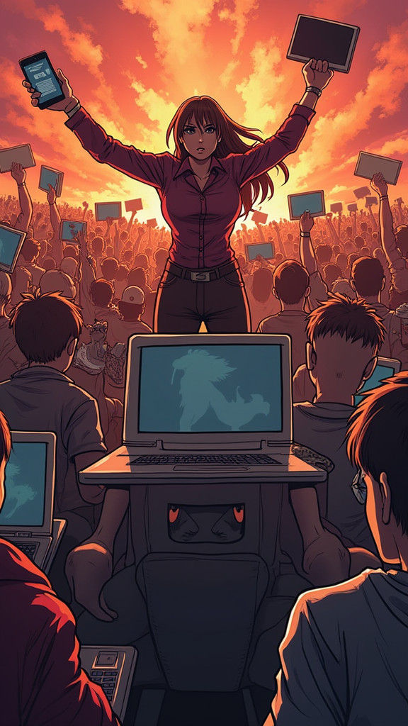 Manga Revolution with Laptops, Inspired by Historical Art