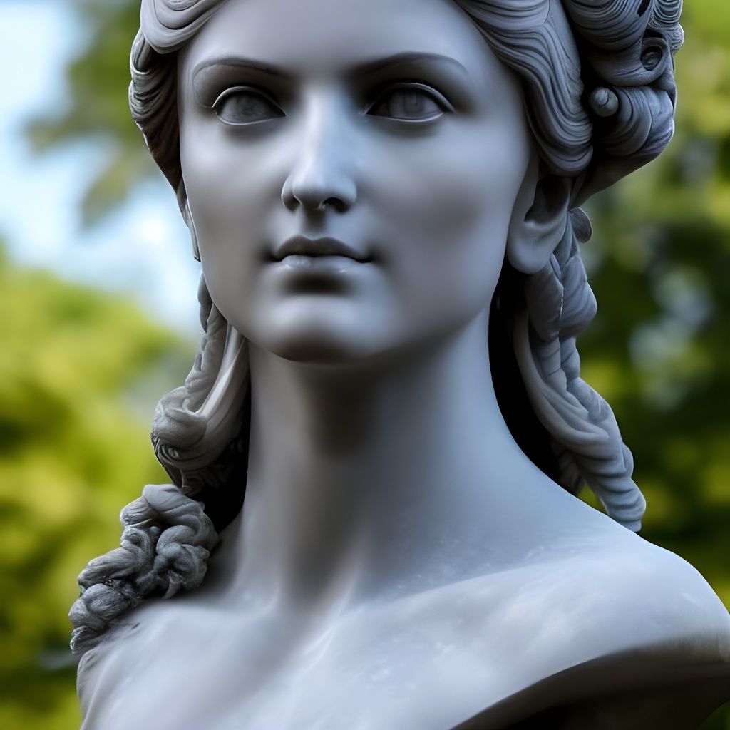 Detailed Marble Bust of a Beautiful Girl
