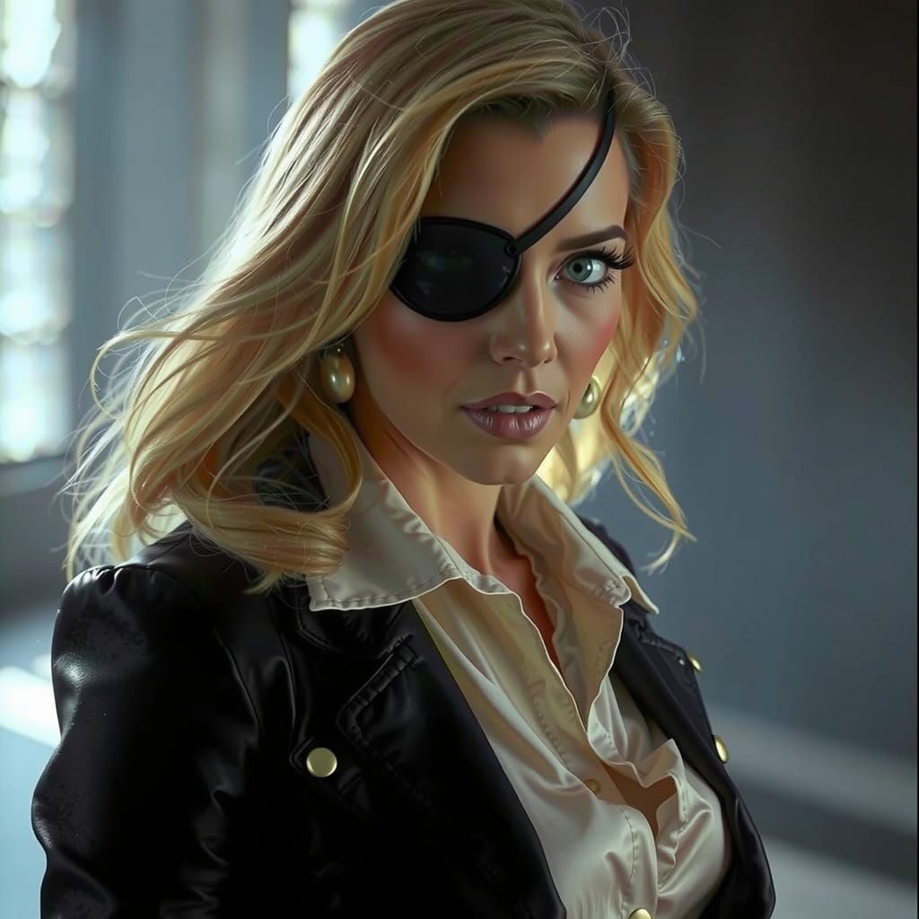 Hyperrealistic Portrait of a Woman in Leather