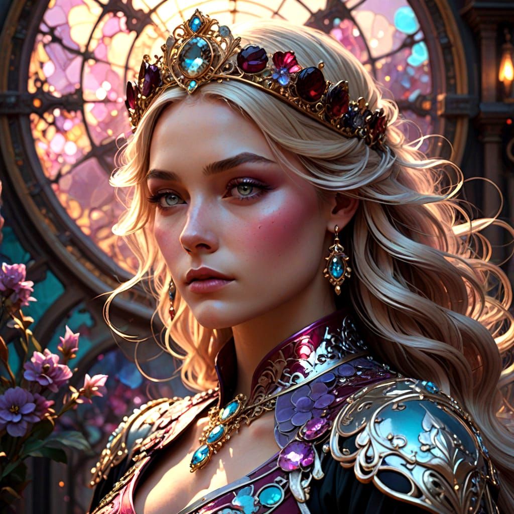 Baroque Princess Portrait in Vibrant Colors