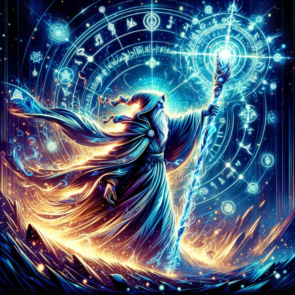 Mystical Wizard Movie Poster in Cartoon Style