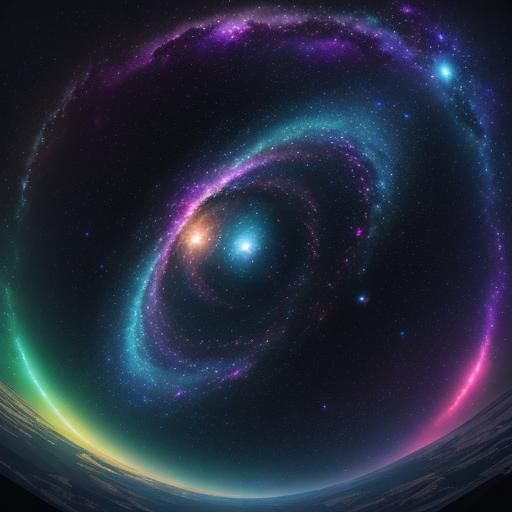 Majestic Galaxy Swirls in Neon 3D Rendering