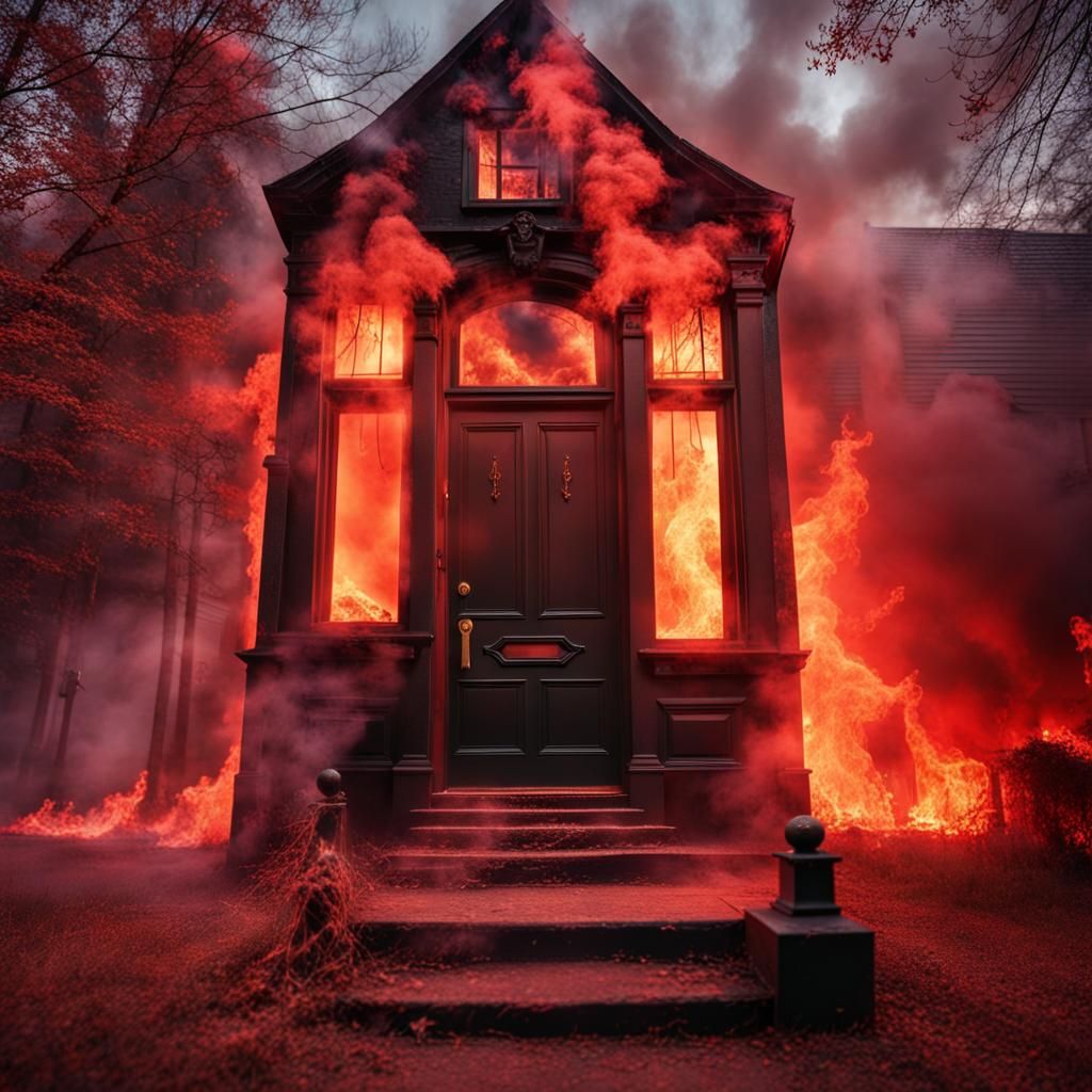 Haunted House Engulfed in Flames