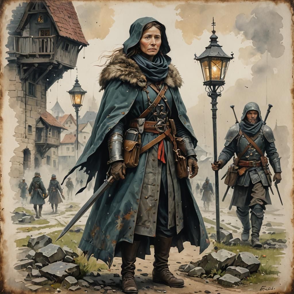 Elegant Ink Drawing of People