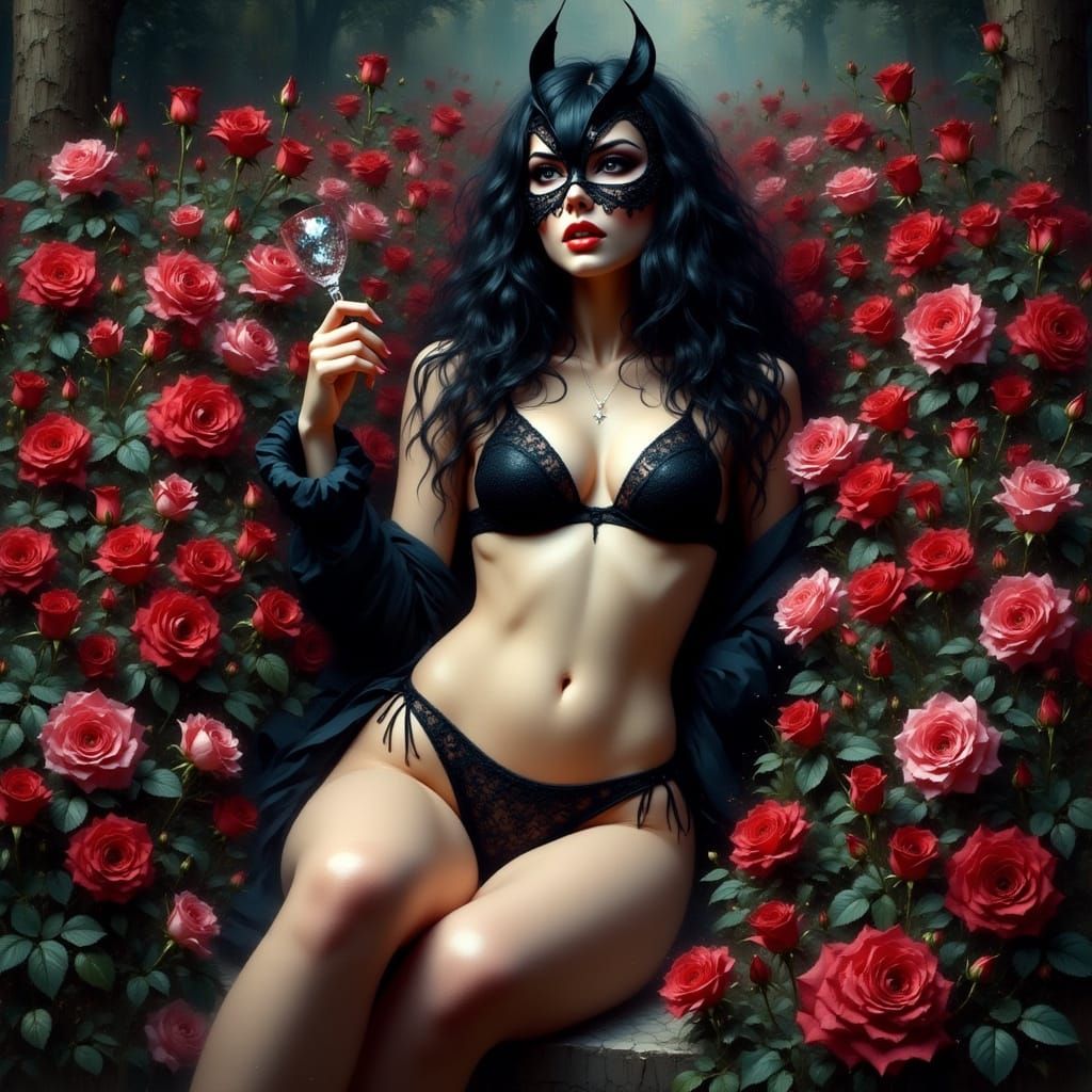 Midnight Garden Vixen in Digital Painting Style