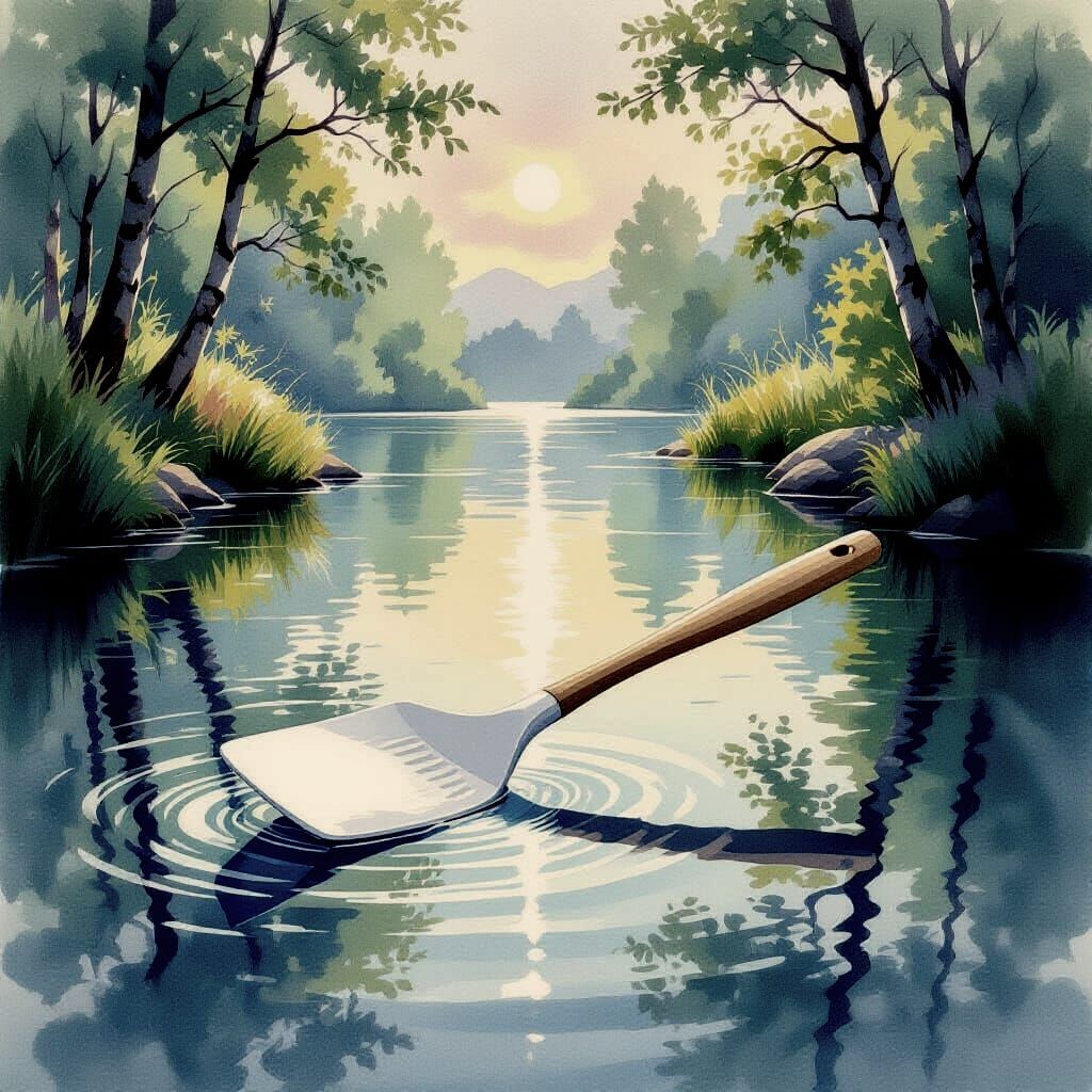 White Spoonbill in Shallow Water: Detailed Watercolor