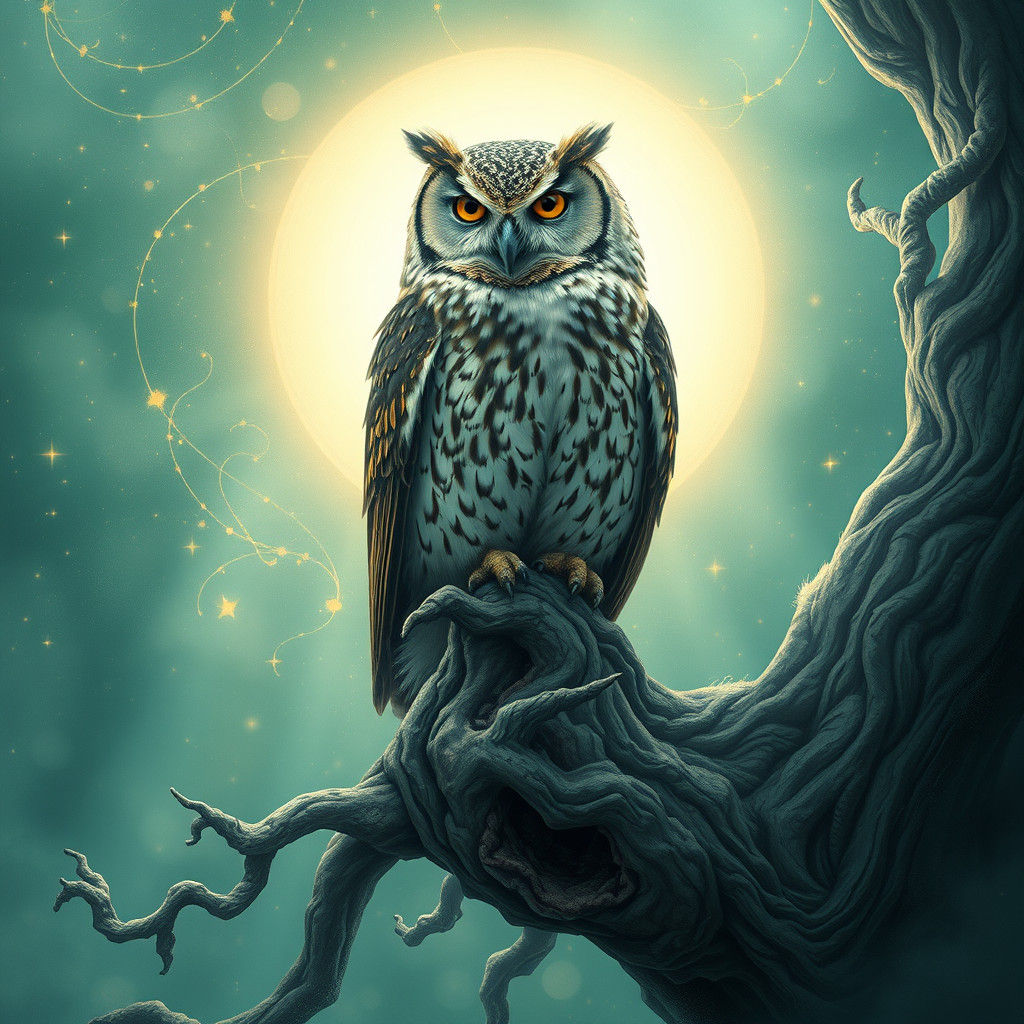 Majestic Owl in Ethereal Light, Fantasy Concept Art