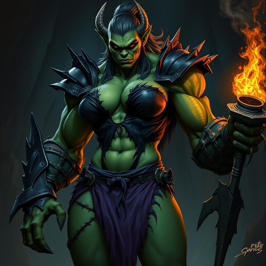 Menacing Orc Female in Subterranean Dark Fantasy