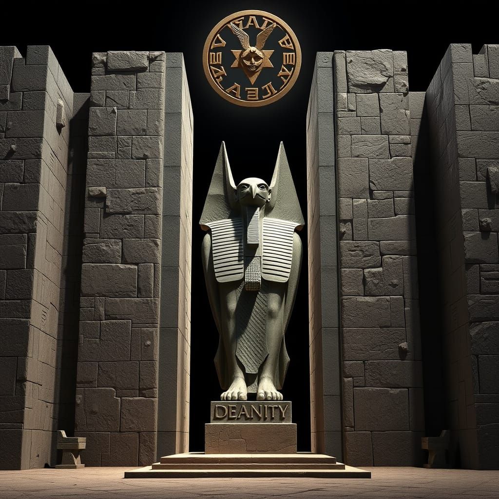 Ancient Goddess Nuit in Brutalist Cubist Style, with Egyptia...