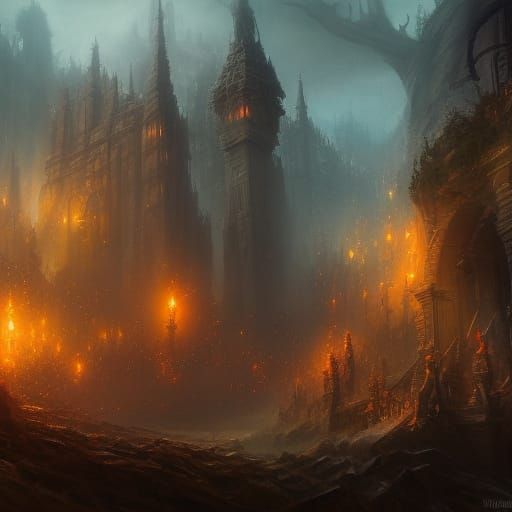 Intricate Dark Fantasy Pain Painting in 8K