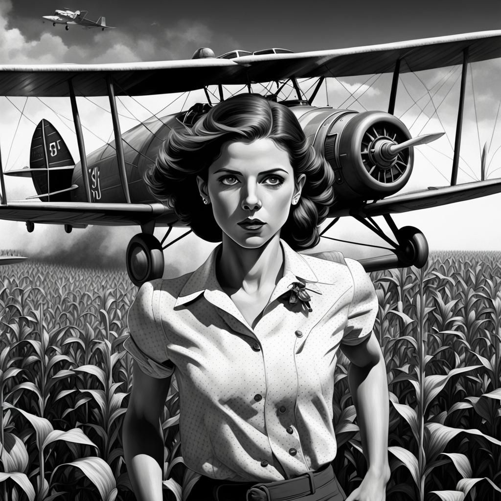 Anna Kendrick in Film Noir Running from Biplane
