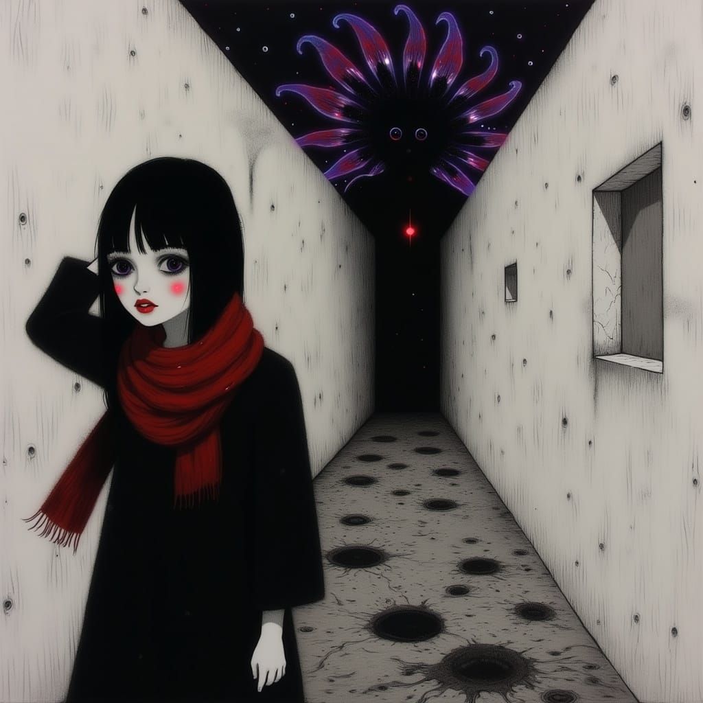 Surrealist Woman Faces Dark Horror in Abandoned Medical Corr...