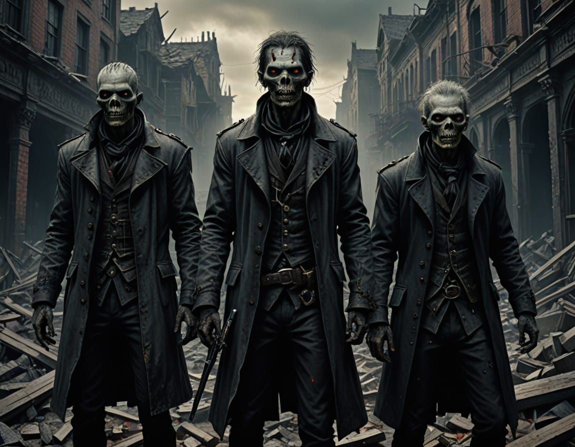 Hyperrealistic Zombie Horde in Destroyed City