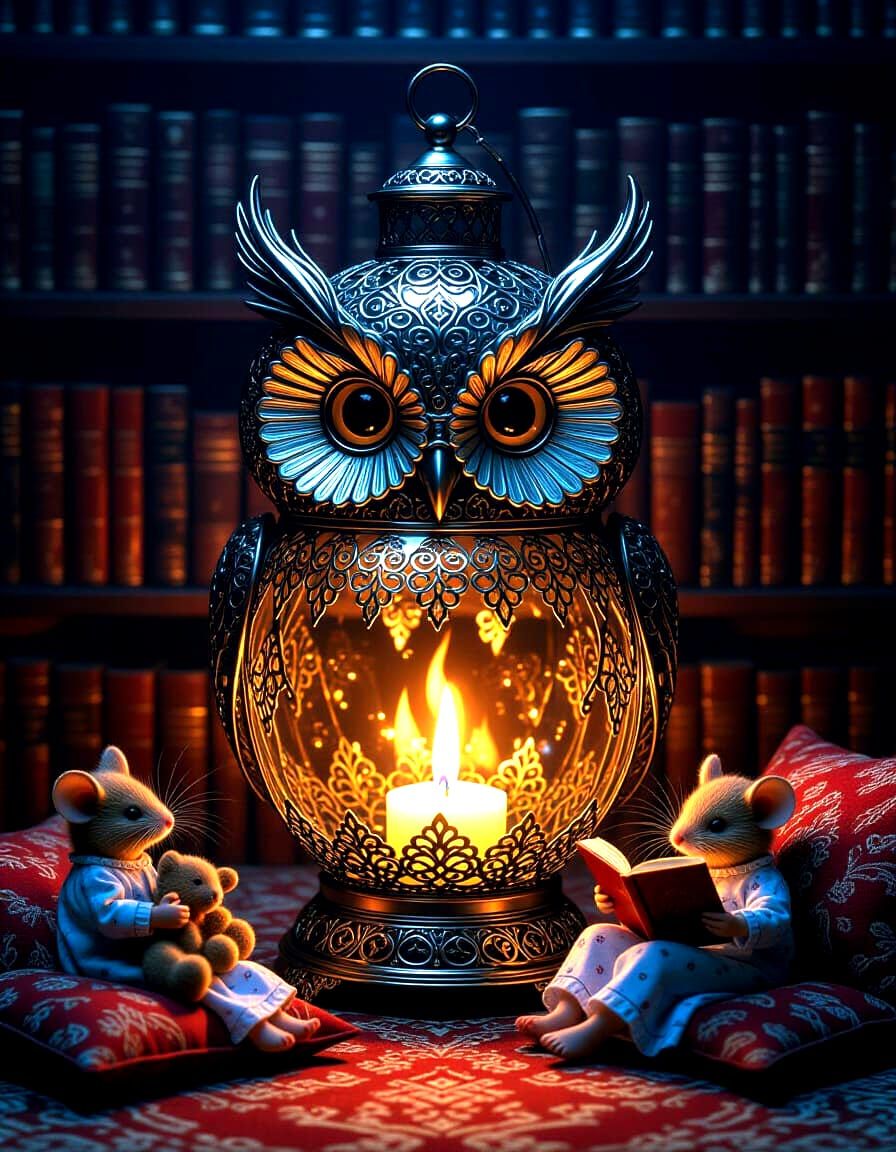 Glass Owl Lantern Illuminates Story Time