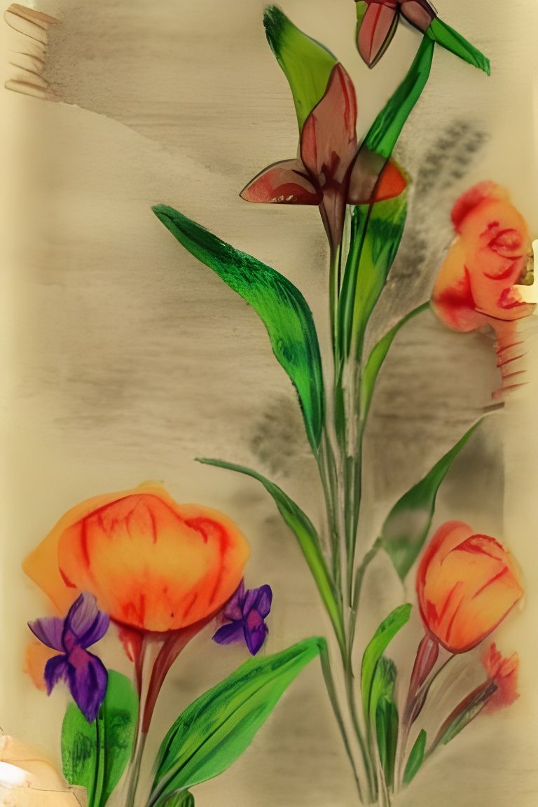 Vintage Secret Flower Garden in Watercolor Style