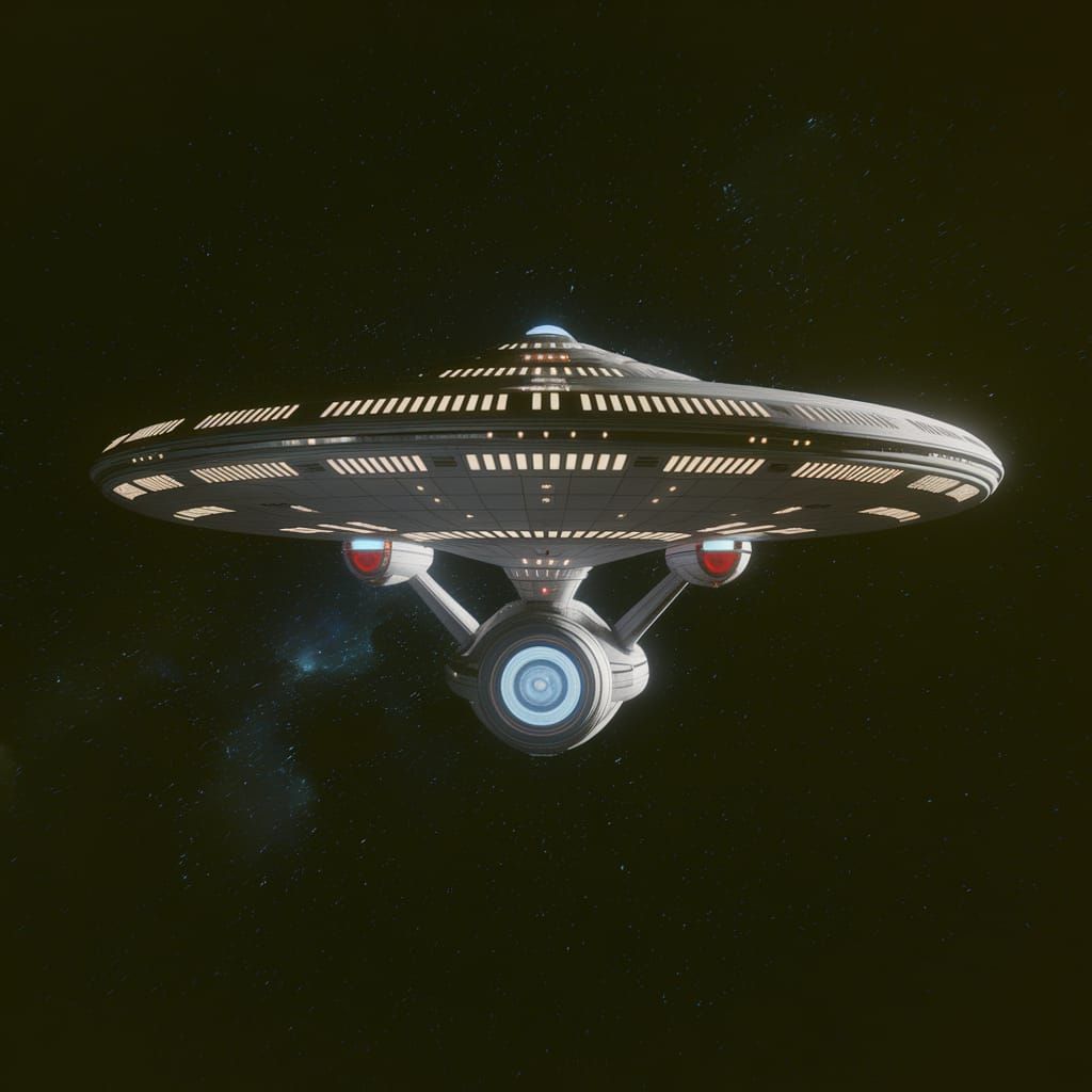 Battleship USS Vengeance in Dark and Futuristic Harbor Scene