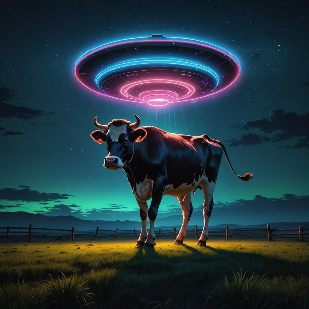 UFO Abduction: A Neon-Lit Surreal Encounter