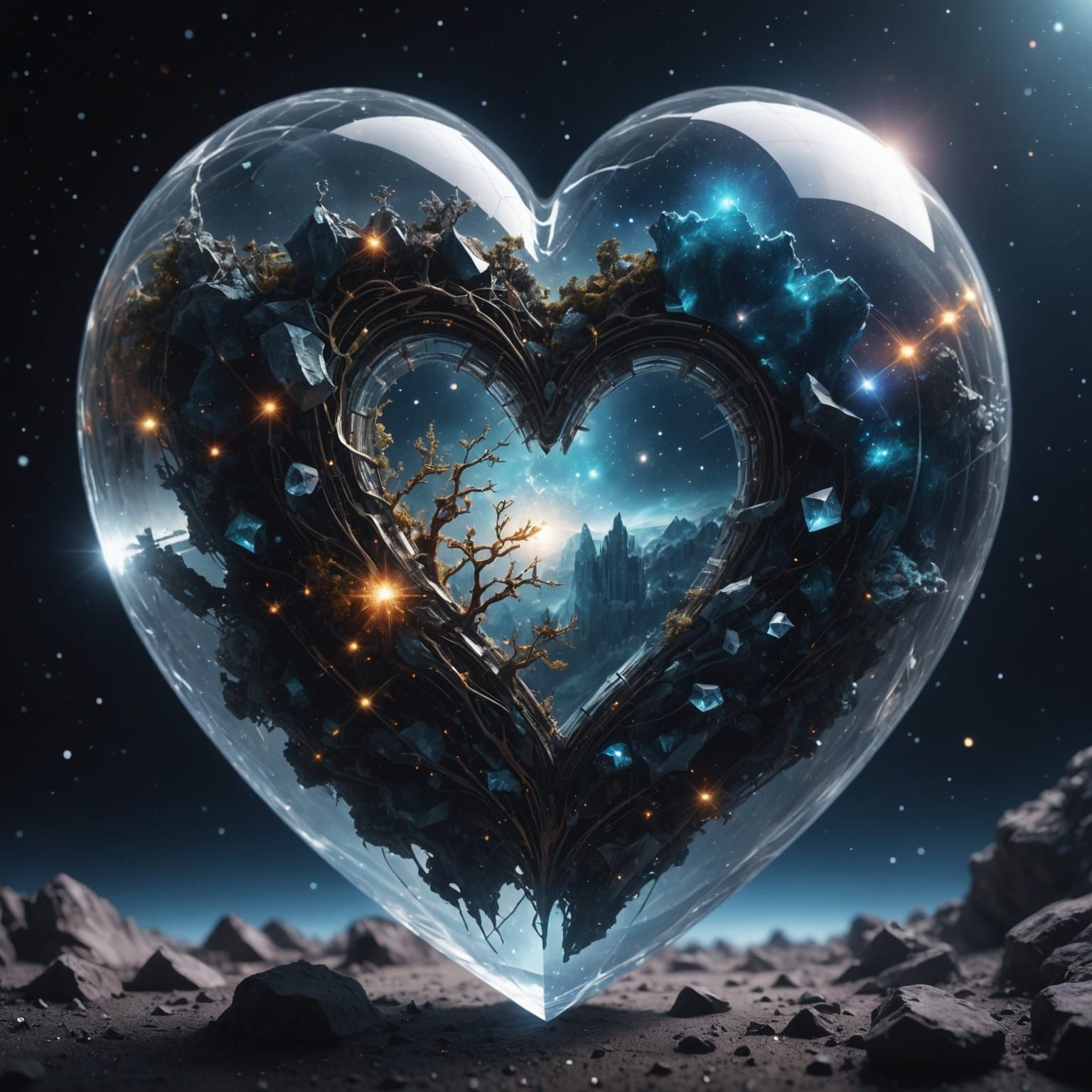 Crystal Heart: Universe Within, Digital Matte Painting