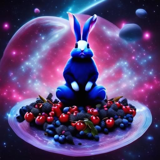 Magical Bunny Rabbit in Cosmic Maximalist Scene