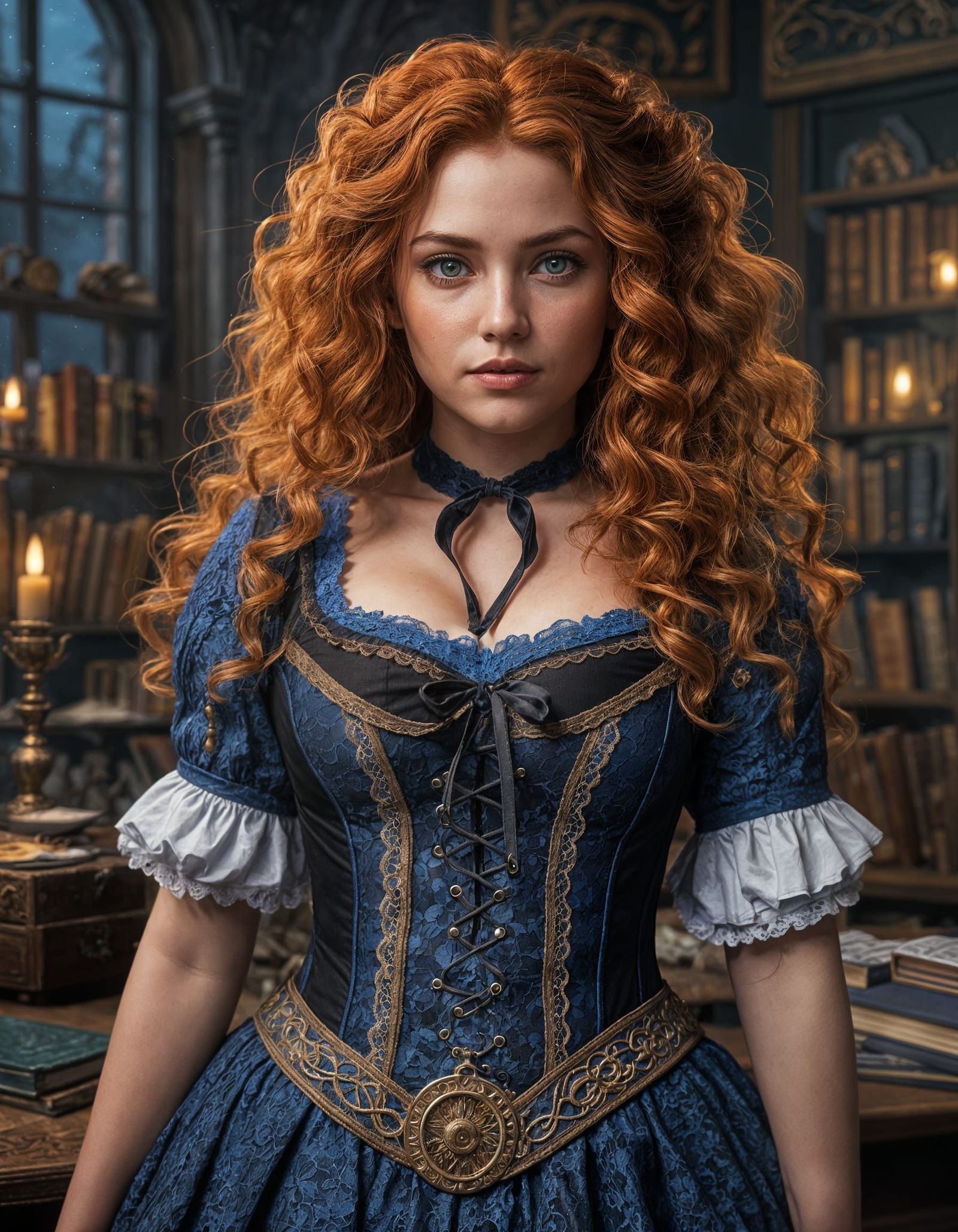 Hyperrealistic School Girl Cosplay in Gothic Fantasy Style