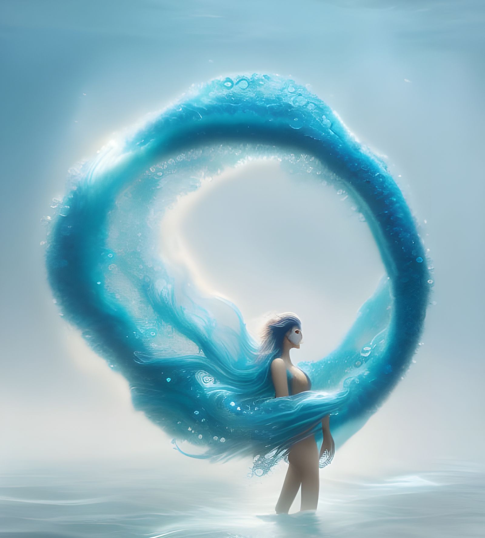 Liquid Sand Water Elemental: Hyperdetailed Digital Portrait