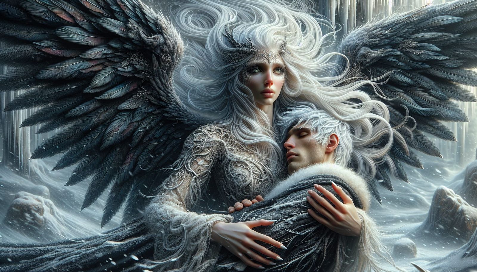 Angel of Protection in an Ice-Covered Forest