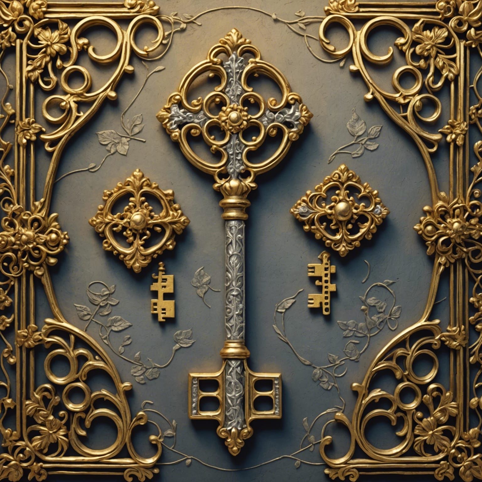 Ornate Iron Key in Impressionist Style